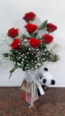 cam fanus içinde 7 Adet gül